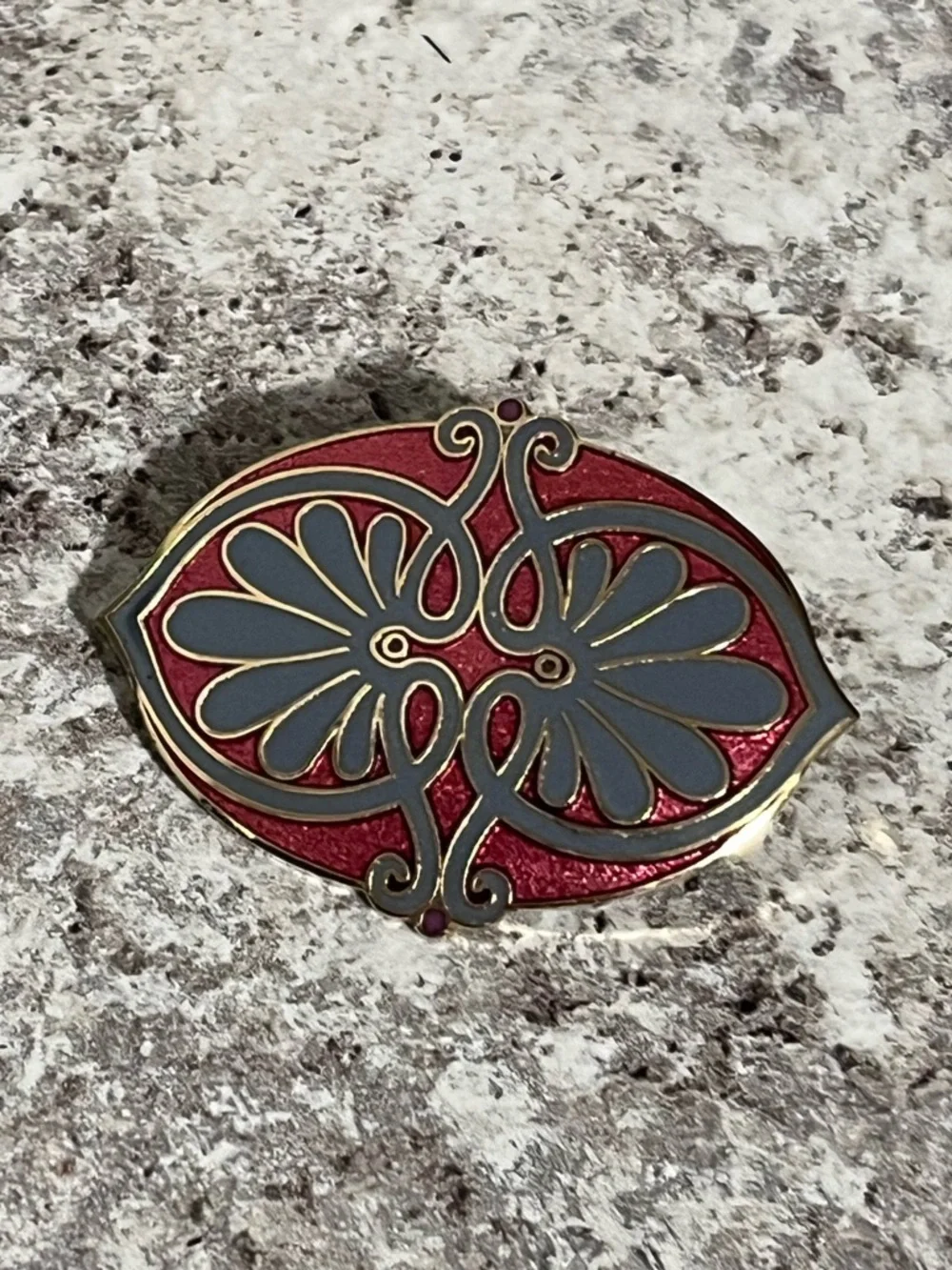 Vintage Cloisonne Isle of Skyes Pink and Gold Tone Brooch/Pin - Picture 2 of 6